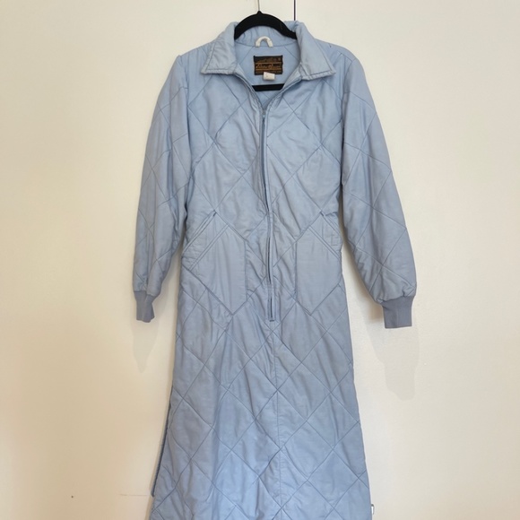 Vintage 80s Eddie Bauer Quilted Zip Dress Coat - Picture 1 of 4